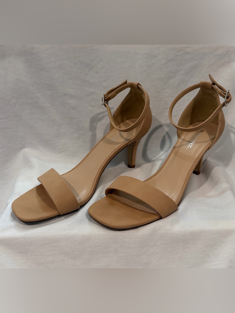 Solanz Hallie Ankle-Strap Heeled Sandals